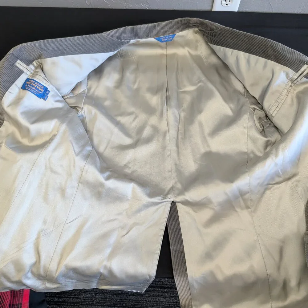 Pendleton Corduroy & Suede Western Sport Coat Jacket Grey Men's 40 Long - Picture 6 of 10